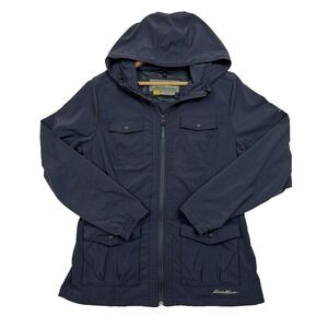 Eddie Bauer Travex Hiking Utility Hooded Jacket Womens Sz PM Navy Vented‎ Petite